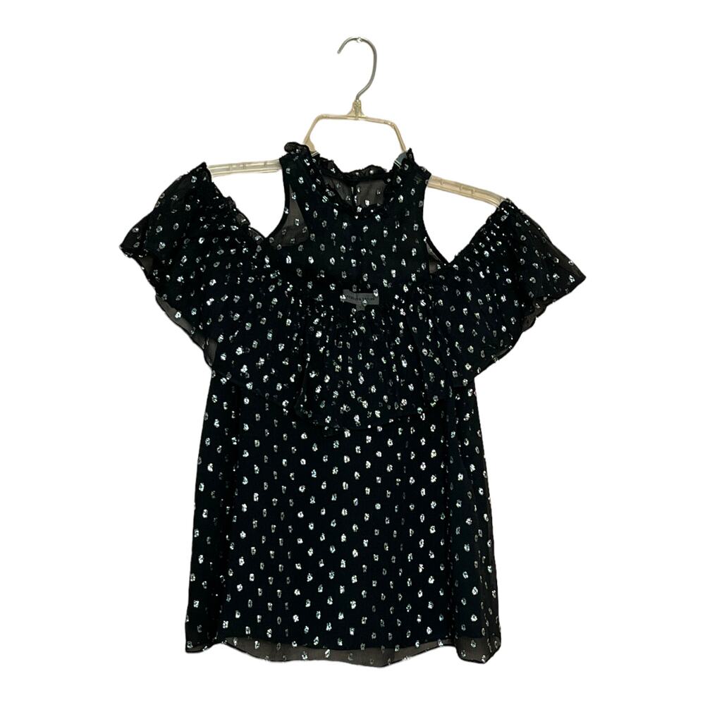 Rebecca Taylor Silk Metallic Cut Out Top blouse Size 0 Luxury Party Elegant